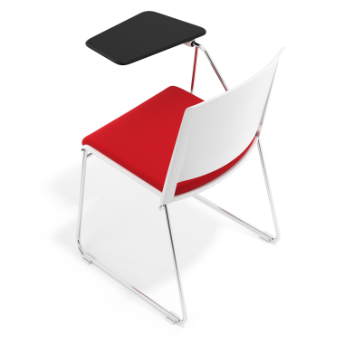 cadeira com palmatoria branco vermelho com pala de escrita estofada tecido sem bracos 7