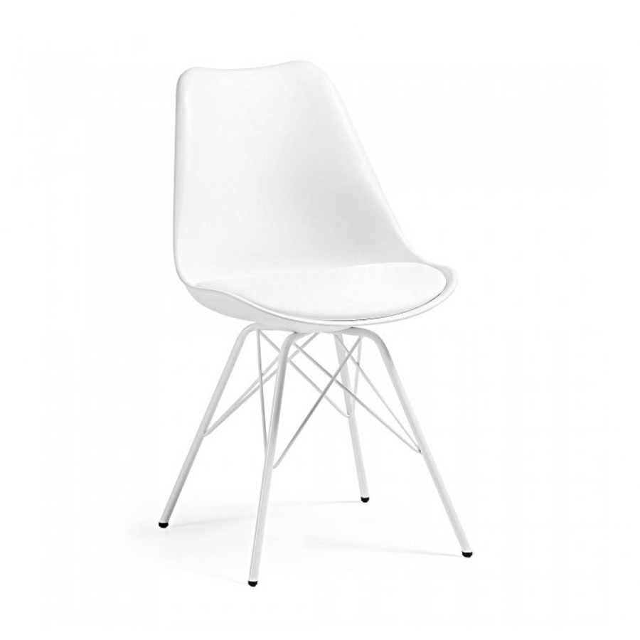 Cadeira nórdica Norway, design escandinavo, pé metálico