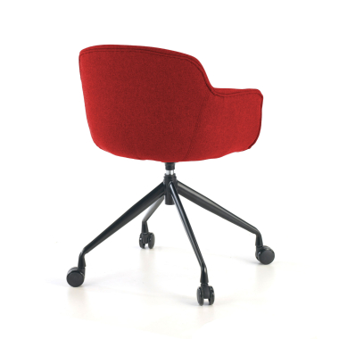 cadeira sala de espera preto vermelho giratoria com rodizios tecido bracos estofados 7