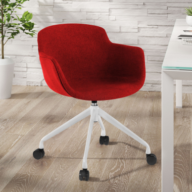cadeira sala de espera branco vermelho giratoria com rodizios tecido bracos estofados 2