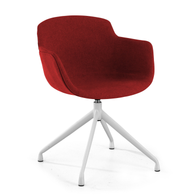 cadeira sala de espera branco vermelho base piramide tecido bracos estofados 1