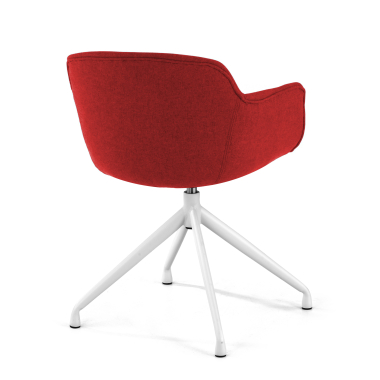 cadeira sala de espera branco vermelho base piramide tecido bracos estofados 5