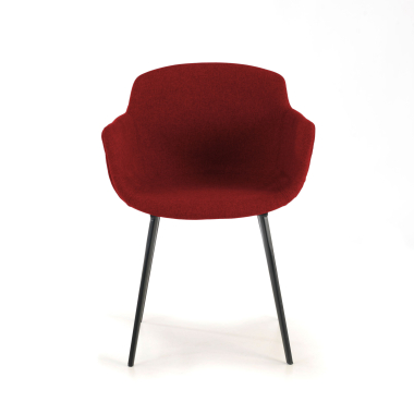 cadeira sala de espera preto vermelho 4 patas tecido bracos estofados 3
