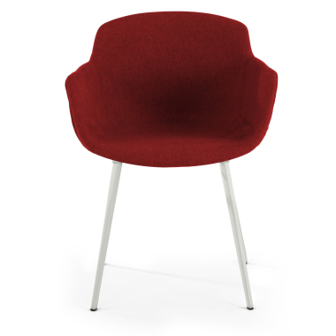 cadeira sala de espera branco vermelho 4 patas tecido bracos estofados 3