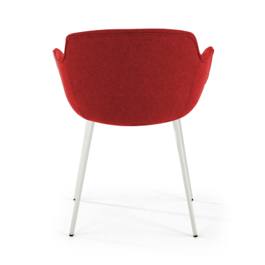 cadeira sala de espera branco vermelho 4 patas tecido bracos estofados 6