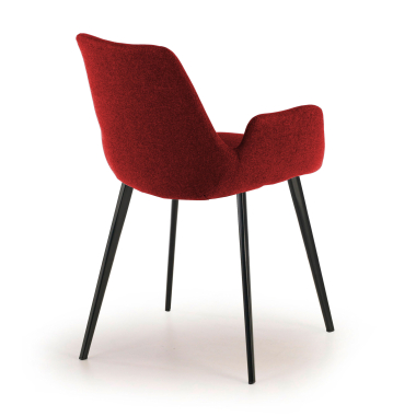 cadeira sala de espera preto vermelho 4 patas tecido bracos estofados 5