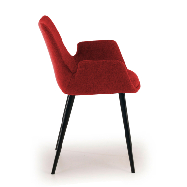 cadeira sala de espera preto vermelho 4 patas tecido bracos estofados 6