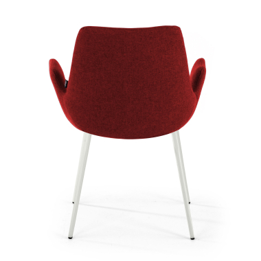 cadeira sala de espera branco vermelho 4 patas tecido bracos estofados 6