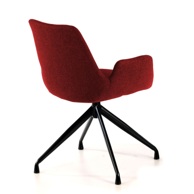 cadeira sala de espera preto vermelho giratoria tecido bracos estofados 4