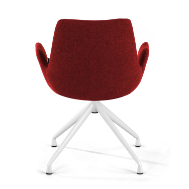 cadeira sala de espera branco vermelho giratoria tecido bracos estofados 6