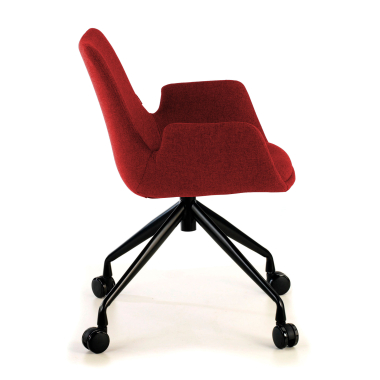 cadeira sala de espera preto vermelho giratoria com rodizios tecido bracos estofados 5