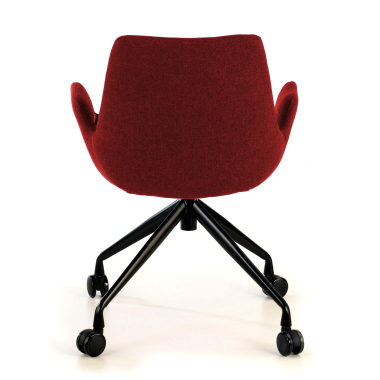 cadeira sala de espera preto vermelho giratoria com rodizios tecido bracos estofados 6