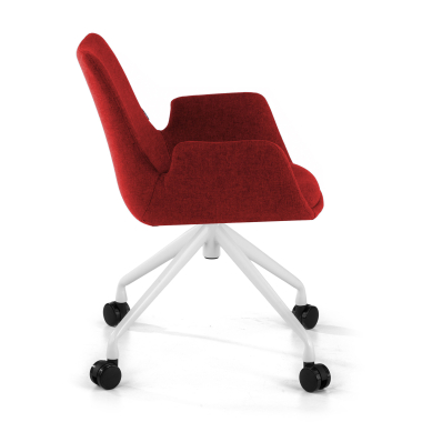 cadeira sala de espera branco vermelho giratoria com rodizios tecido bracos estofados 4
