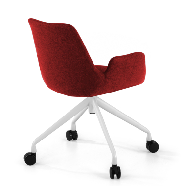 cadeira sala de espera branco vermelho giratoria com rodizios tecido bracos estofados 5