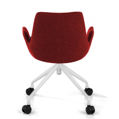 cadeira sala de espera branco vermelho giratoria com rodizios tecido bracos estofados 6