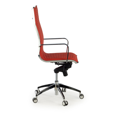 cadeira de escritorio vermelho estrutura cromada pele sintetica pele sintetica bracos fixos 4