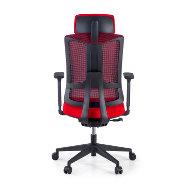cadeira ergonomica vermelho estrutura negra malha mesh bracos regulaveis 3d apoio lombar apoio de cabeca 6
