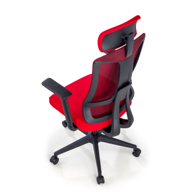 cadeira ergonomica vermelho estrutura negra malha mesh bracos regulaveis 3d apoio lombar apoio de cabeca 7