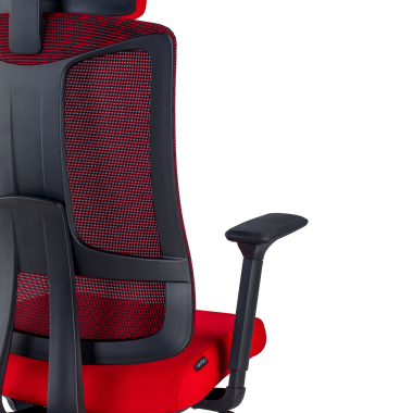 cadeira ergonomica vermelho estrutura negra malha mesh bracos regulaveis 3d apoio lombar apoio de cabeca 9