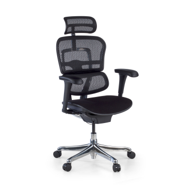 cadeira ergonomica preto estrutura negra assento estofado tecido bracos moveis apoio de cabeca 1