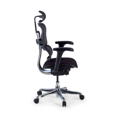 cadeira ergonomica preto estrutura negra assento estofado tecido bracos moveis apoio de cabeca 4