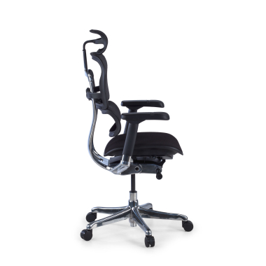 cadeira ergonomica preto estrutura negra assento estofado tecido bracos regulaveis 5d apoio de cabeca 4