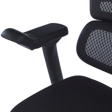cadeira ergonomica preto estrutura negra assento estofado tecido bracos regulaveis 5d apoio de cabeca 6