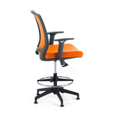 banco ergonomico laranja taburete malha mesh bracos regulaveis 1d 4