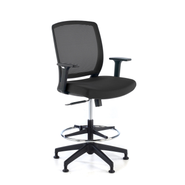 banco ergonomico preto taburete malha mesh bracos regulaveis 1d 1