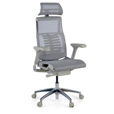cadeira ergonomica cinza estrutura branca malha mesh bracos regulaveis 5d apoio lombar apoio de cabeca 1