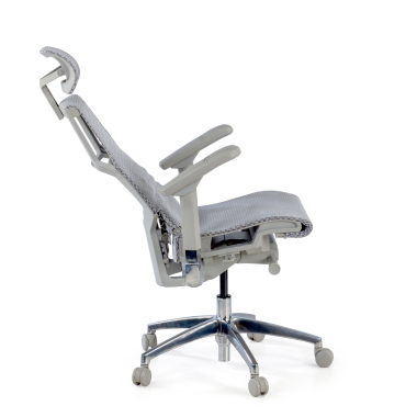 cadeira ergonomica cinza estrutura branca malha mesh bracos regulaveis 5d apoio lombar apoio de cabeca 5