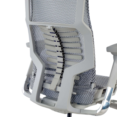 cadeira ergonomica cinza estrutura branca malha mesh bracos regulaveis 5d apoio lombar apoio de cabeca 10