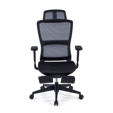 cadeira ergonomica preto com reposapes malha mesh bracos regulaveis 3d apoio lombar duplo apoio de cabeca apoio de pes extensivel 3
