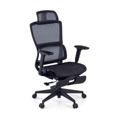 cadeira ergonomica preto com reposapes malha mesh bracos regulaveis 3d apoio lombar duplo apoio de cabeca apoio de pes extensivel 1
