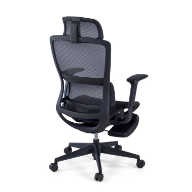 cadeira ergonomica preto com reposapes malha mesh bracos regulaveis 3d apoio lombar duplo apoio de cabeca apoio de pes extensivel 7
