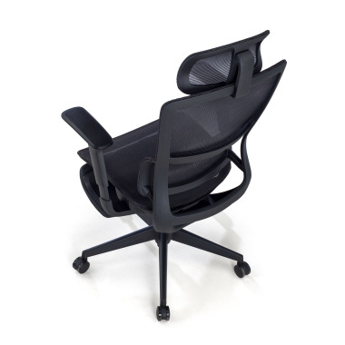 cadeira ergonomica preto com reposapes malha mesh bracos regulaveis 3d apoio lombar duplo apoio de cabeca apoio de pes extensivel 9