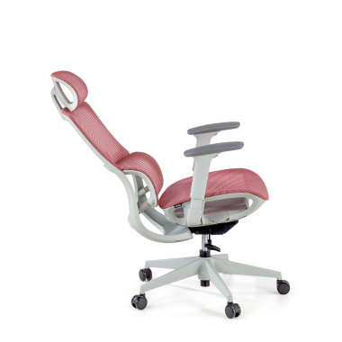cadeira ergonomica branco vermelho estrutura branca malha mesh bracos regulaveis 3d apoio lombar duplo apoio de cabeca 8