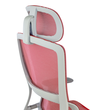 cadeira ergonomica branco vermelho estrutura branca malha mesh bracos regulaveis 3d apoio lombar duplo apoio de cabeca 6