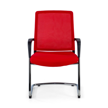 cadeira sala de espera vermelho rede transpiravel malha mesh bracos fixos 3