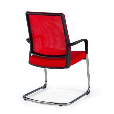 cadeira sala de espera vermelho rede transpiravel malha mesh bracos fixos 7