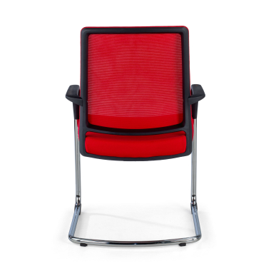 cadeira sala de espera vermelho rede transpiravel malha mesh bracos fixos 9