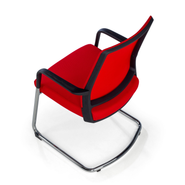 cadeira sala de espera vermelho rede transpiravel malha mesh bracos fixos 8