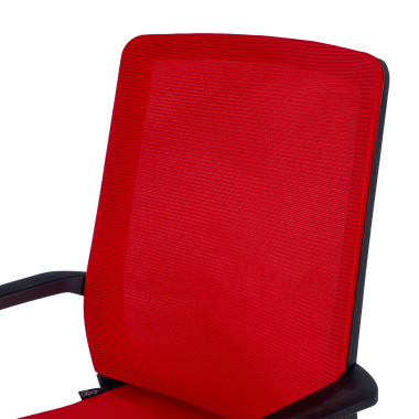 cadeira sala de espera vermelho rede transpiravel malha mesh bracos fixos 5