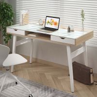 Mesa de Escritório Nimbus em vidro com gaveteiro, design moderno