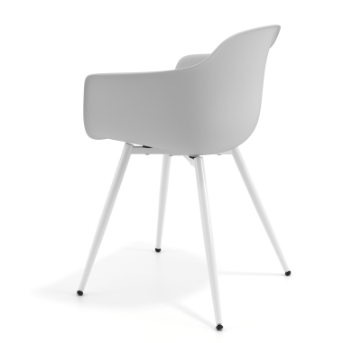 cadeira sala de espera branco cinza 4 patas plastico bracos fixos 5