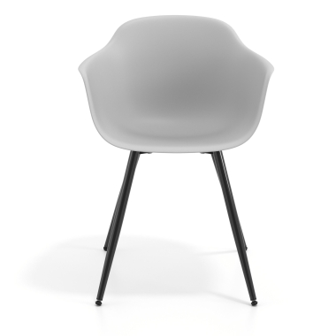 cadeira sala de espera preto cinza 4 patas plastico bracos fixos 6