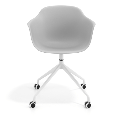 cadeira de reuniao branco cinza com rodizios plastico bracos fixos 6