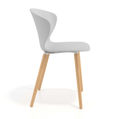 cadeira nordica cinza pes de madeira plastico bracos fixos 3