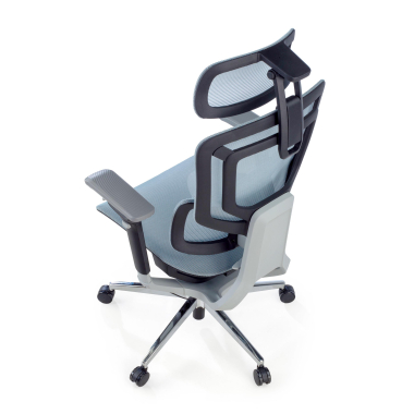 cadeira ergonomica azul valkyr malha mesh bracos regulaveis 4d apoio lombar duplo apoio de cabeca 12