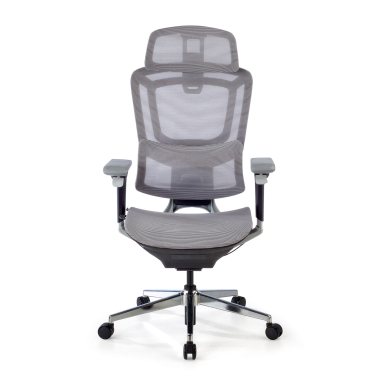cadeira ergonomica cinza valkyr malha mesh bracos regulaveis 4d apoio lombar duplo apoio de cabeca 6